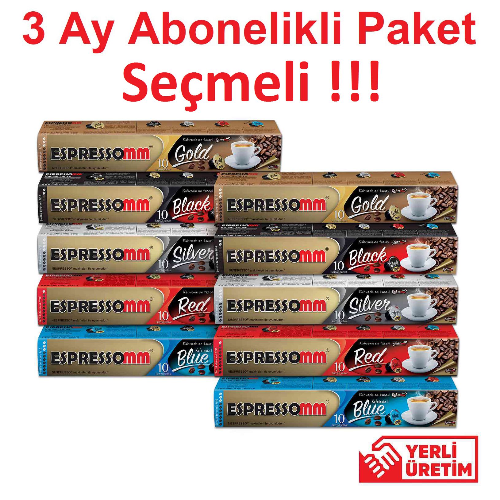3 Ay Abonelikli Espressomm® Seçmeli Karışık Kapsül Kahve Paketi (3x 100 Adet) - Nespresso® Uyumlu*