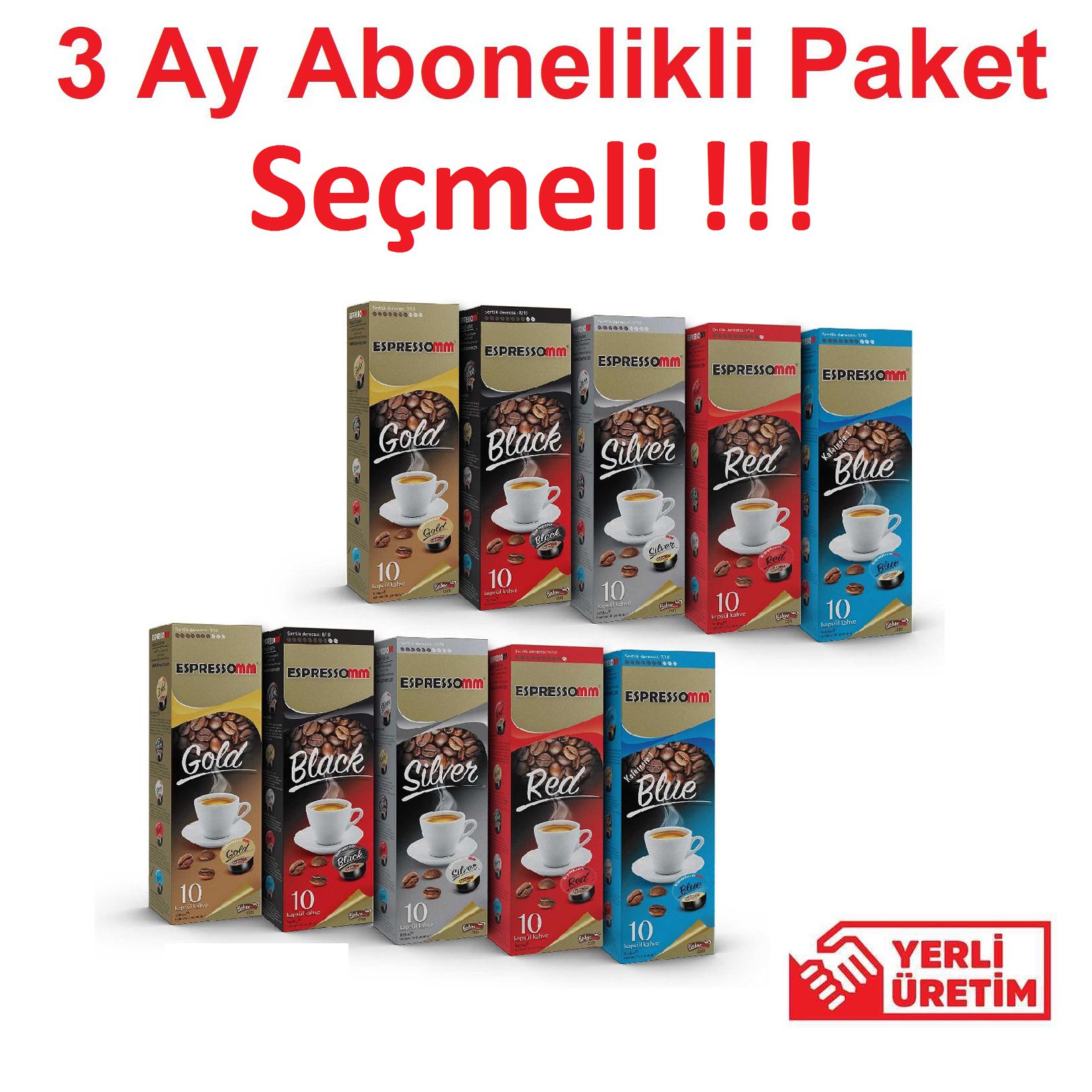 3 Ay Abonelikli Espressomm® Seçmeli Karışık Kapsül Kahve Paketi (3x 100 Adet) - Tchibo Cafissimo®   Uyumlu*