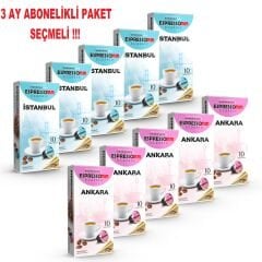 3 Ay Abonelikli Espressomm® Classic Seçmeli Karışık İstanbul&Ankara Kapsül Kahve Paketi (3x 100 Adet) - Nespresso® Uyumlu*
