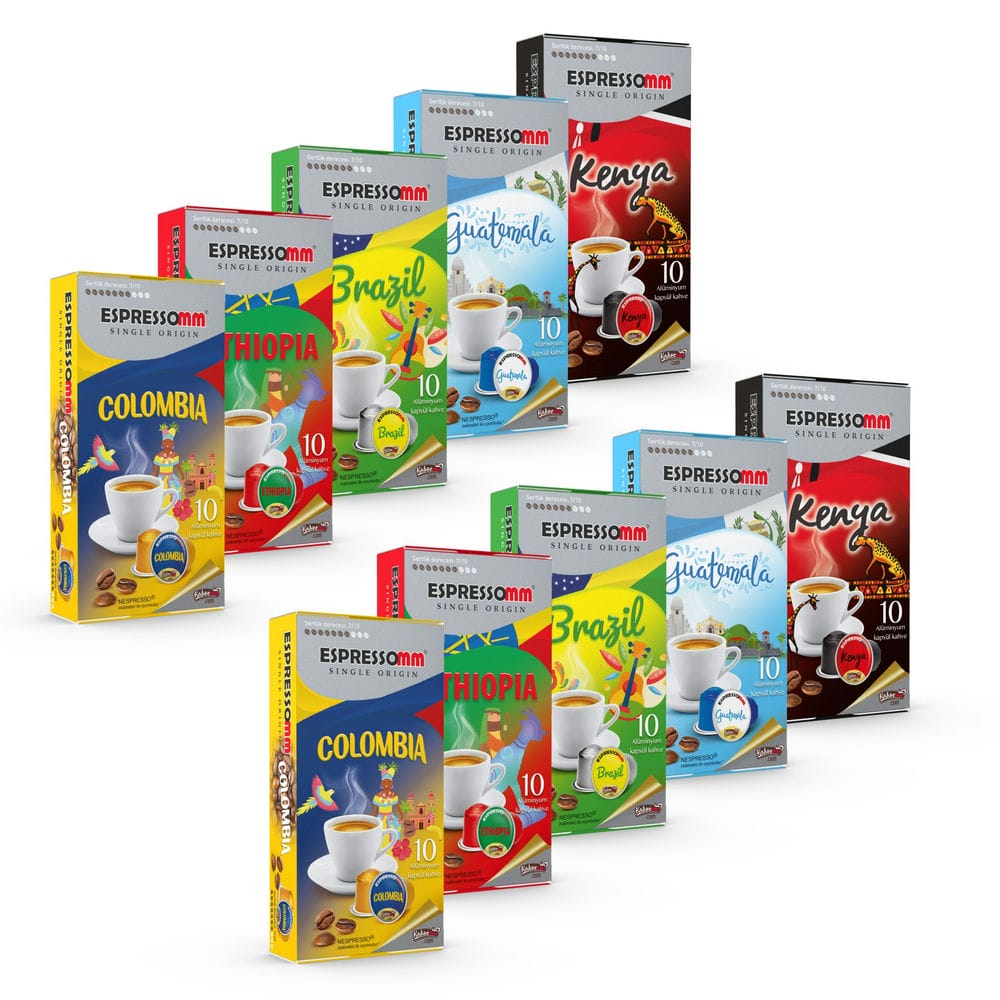Espressomm® Single Origin Karışık Alüminyum Kapsül Kahve (100 Adet) - Nespresso® Uyumlu*