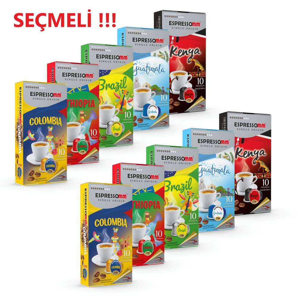 Espressomm® Single Origin Seçmeli Karışık Alüminyum Kapsül Kahve (100 Adet) - Nespresso® Uyumlu*